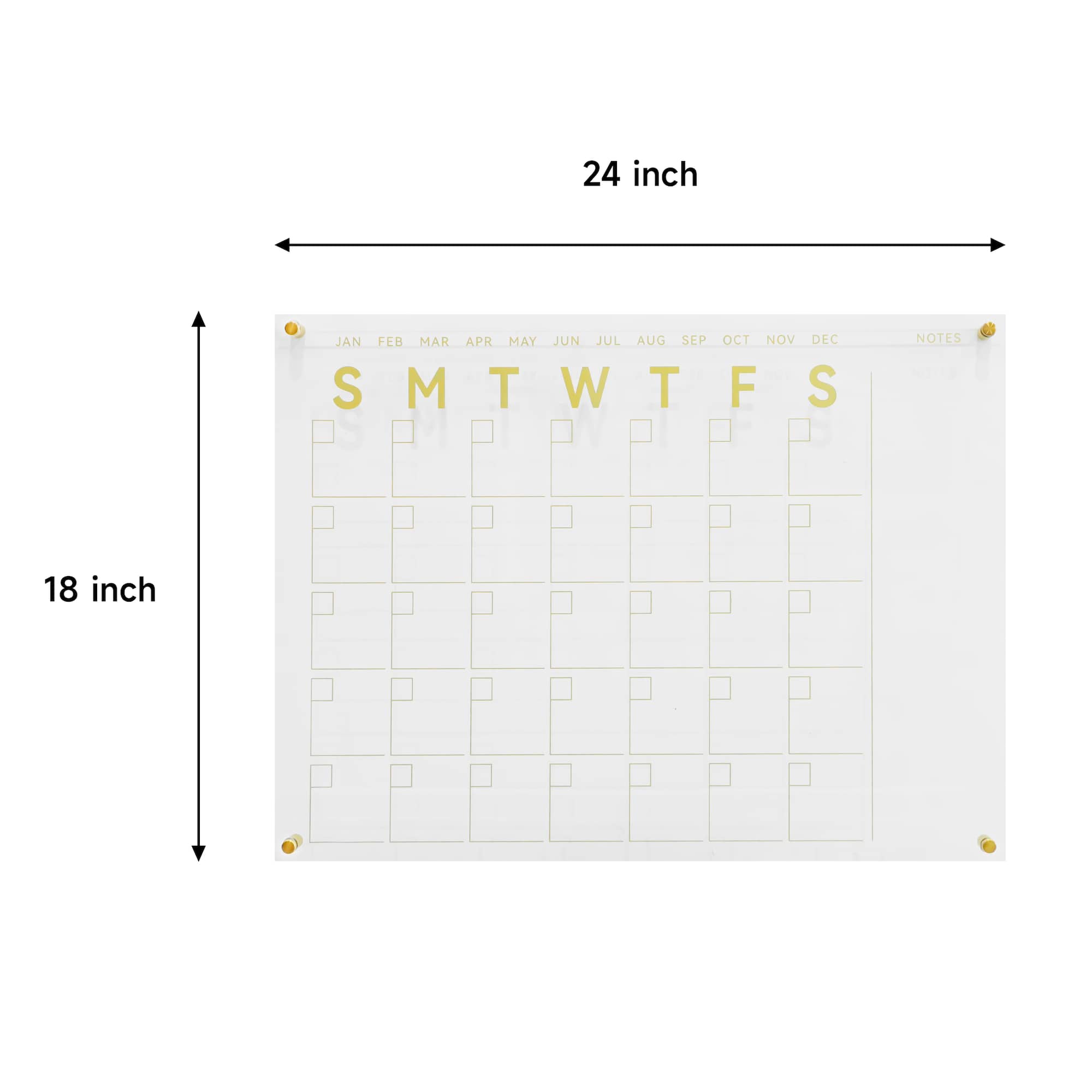 24" x 18" Clear Acrylic Dry Erase Calendar by Ashland®